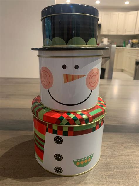 snowman metal tin box|Snowman Tin Box .